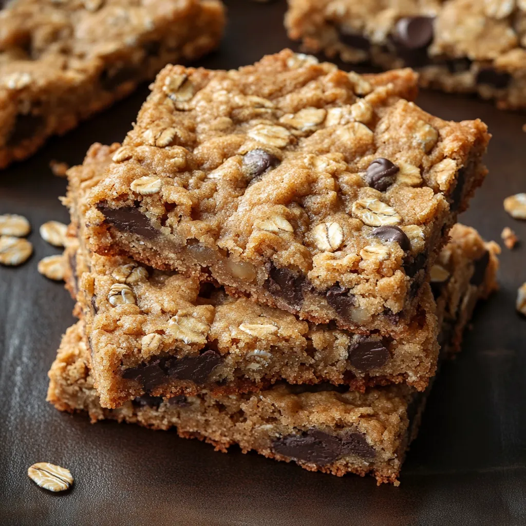 Chewy oat bars filled with sweet flavors and warm spices, an easy dessert for every occasion.