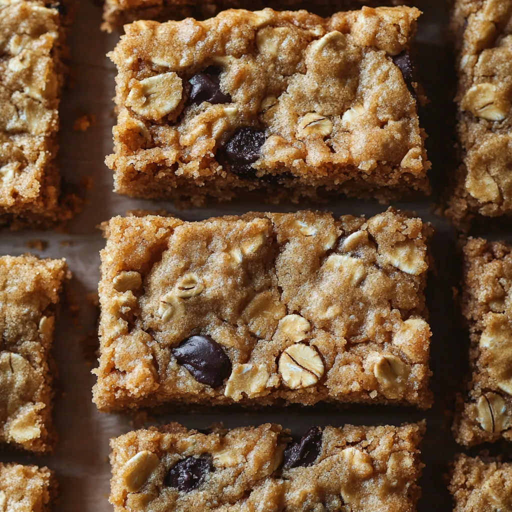 Tender and gooey oatmeal squares packed with cozy spices and delightful sweetness, ideal for satisfying any sweet tooth.