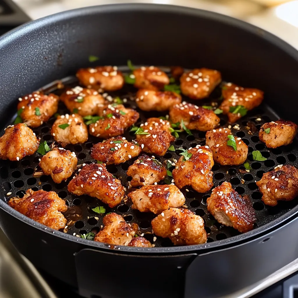 Crispy air fryer chicken bites bursting with flavor, perfect for snacks or dinner.