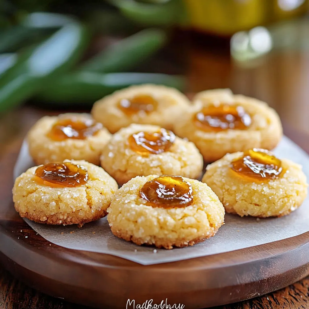 Cheesy thumbprint bites with bright jalapeño jelly centers creating a tasty contrast.