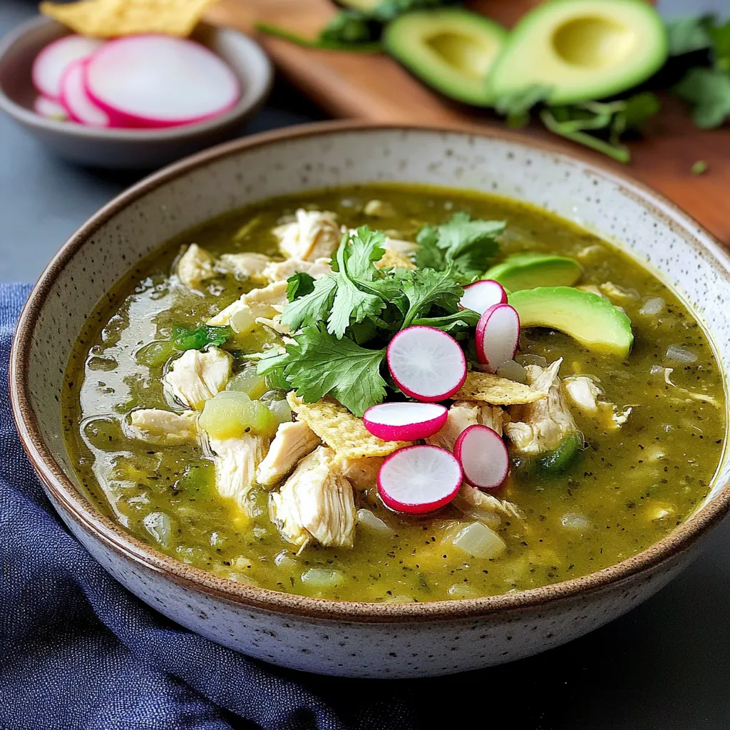 Mouthwatering green chicken soup packed with hominy and fresh herbs.