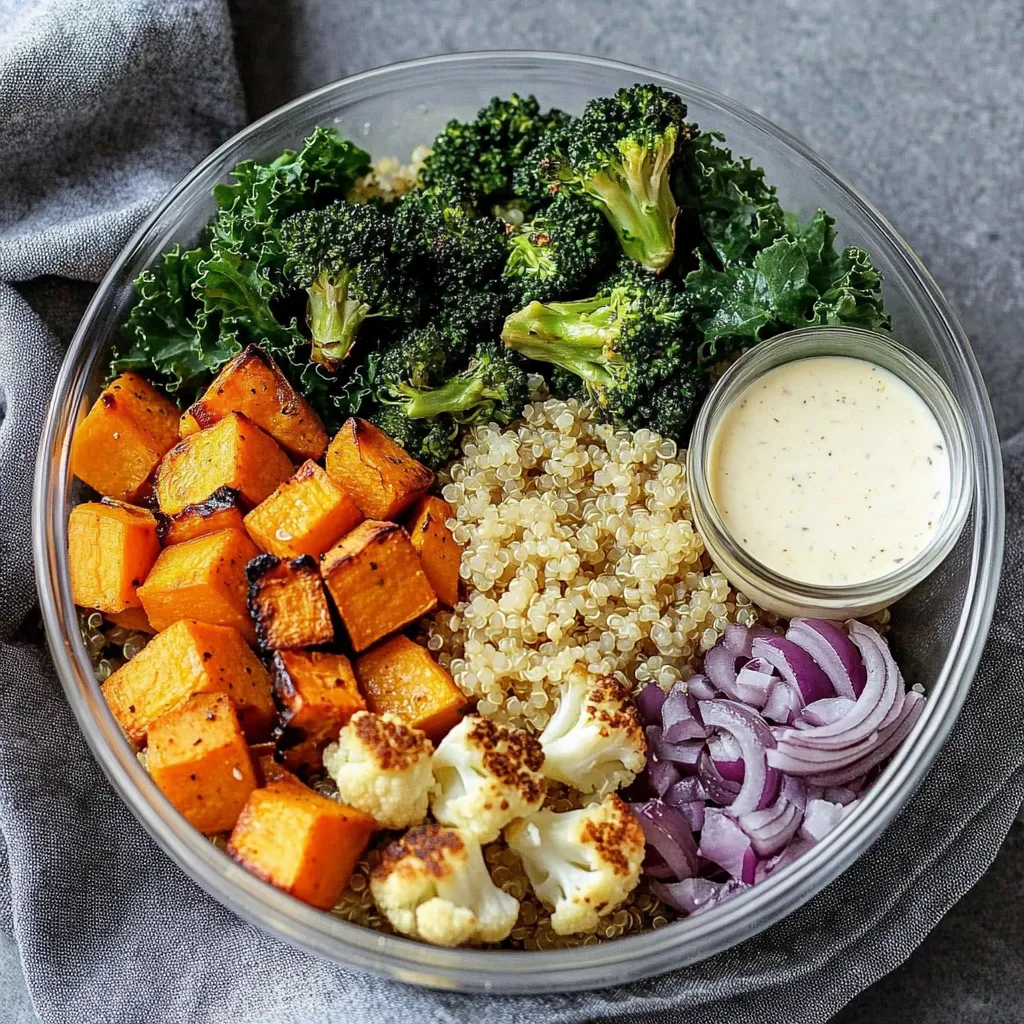 Nutritious quinoa bowls loaded with roasted vegetables, bursting with color and nutrients.