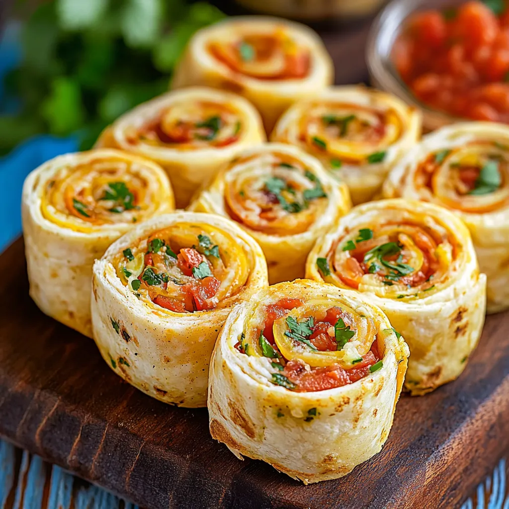 Tasty Mexican roll-ups stuffed with cream cheese, salsa, and zesty flavors.