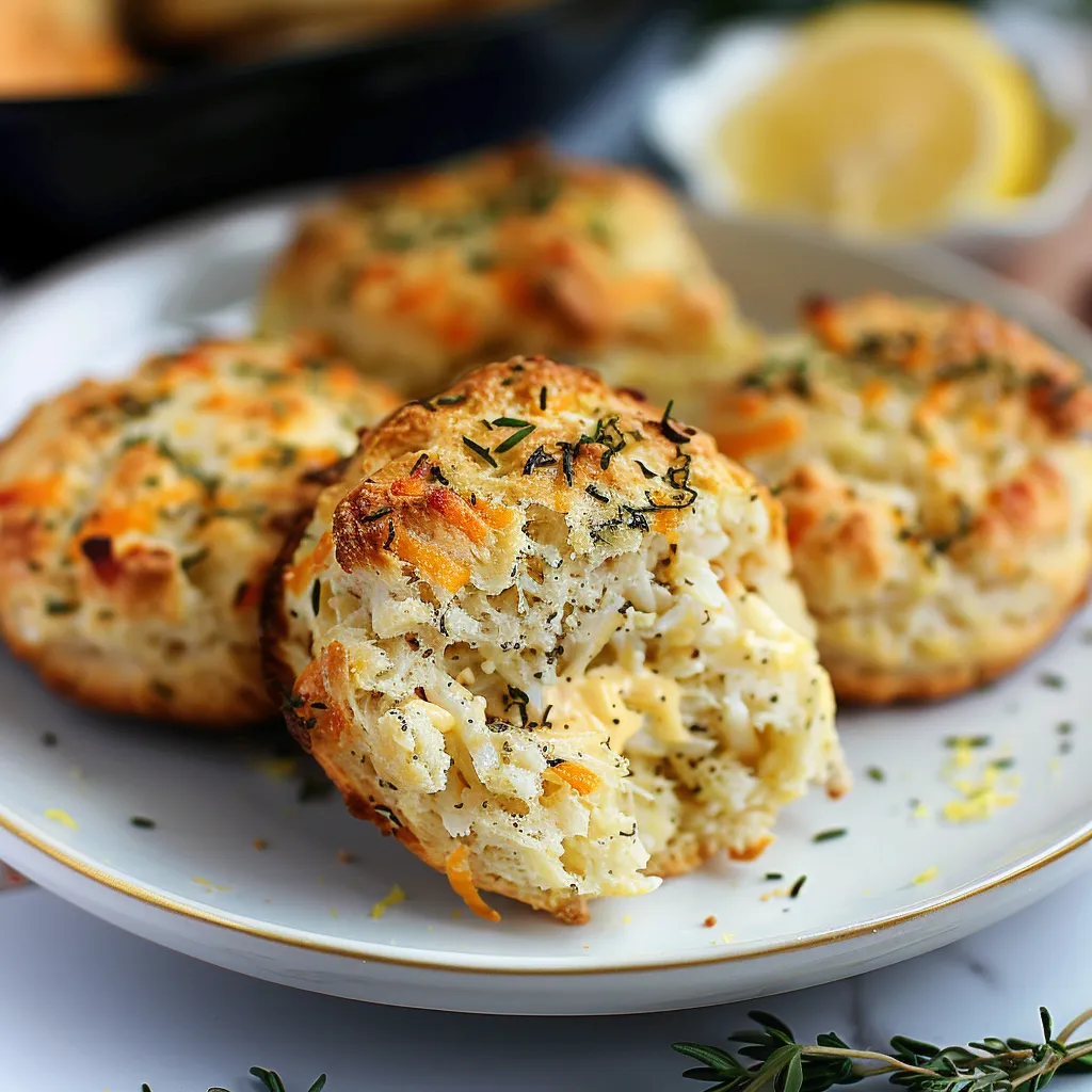 Crab packed Cheddar Bay biscuits offering a rich and decadent spin on the traditional recipe.