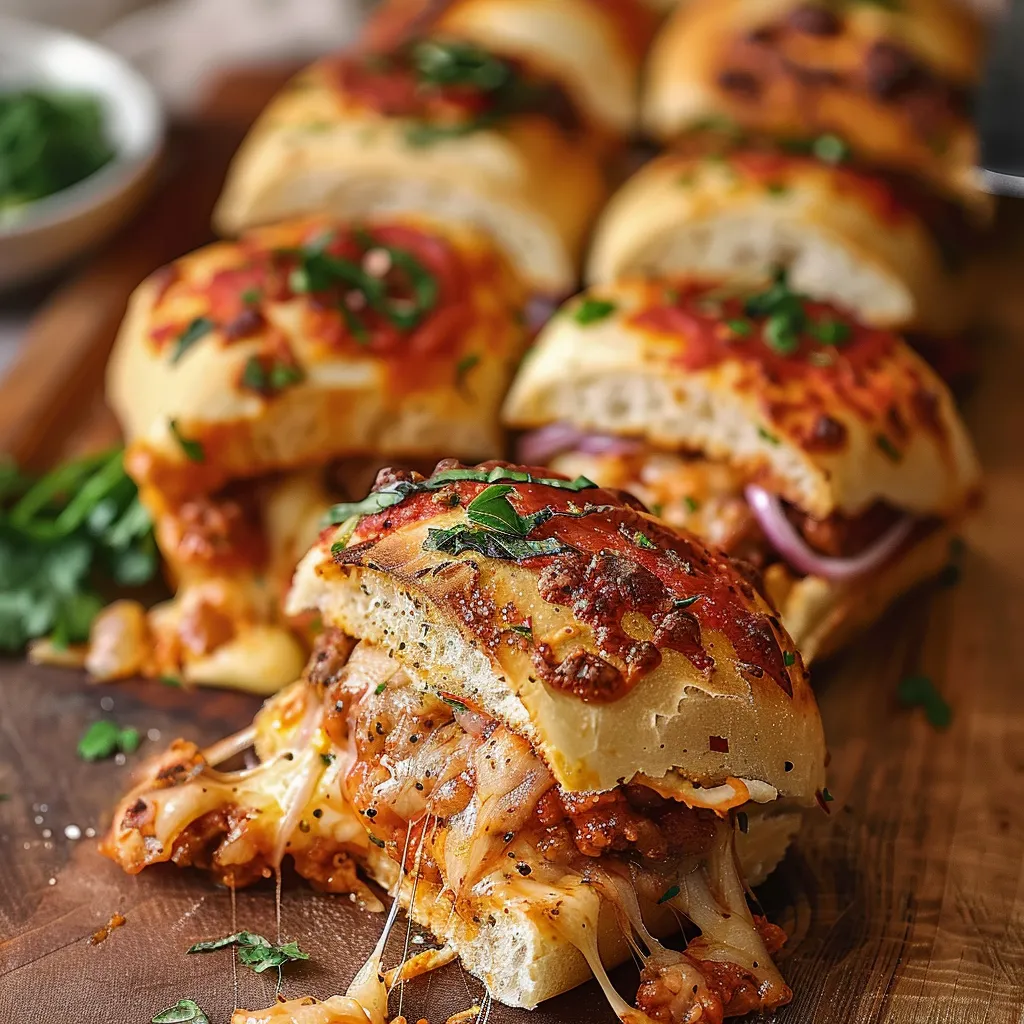 Soft rolls with cheesy pizza toppings—perfect for a quick snack or party food.