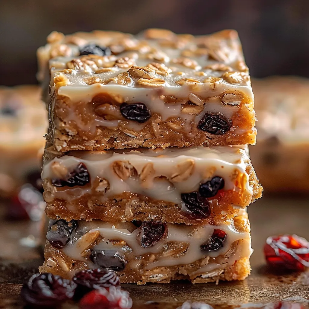Chewy, mouthwatering oatmeal raisin squares ready for your next coffee break or dessert platter.
