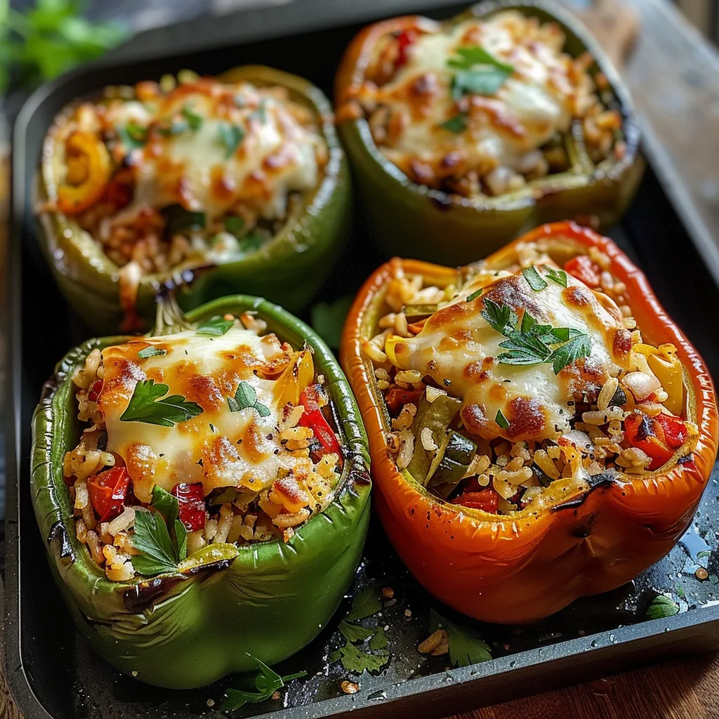 Stuffed peppers filled with veggies and rice for a satisfying meal.