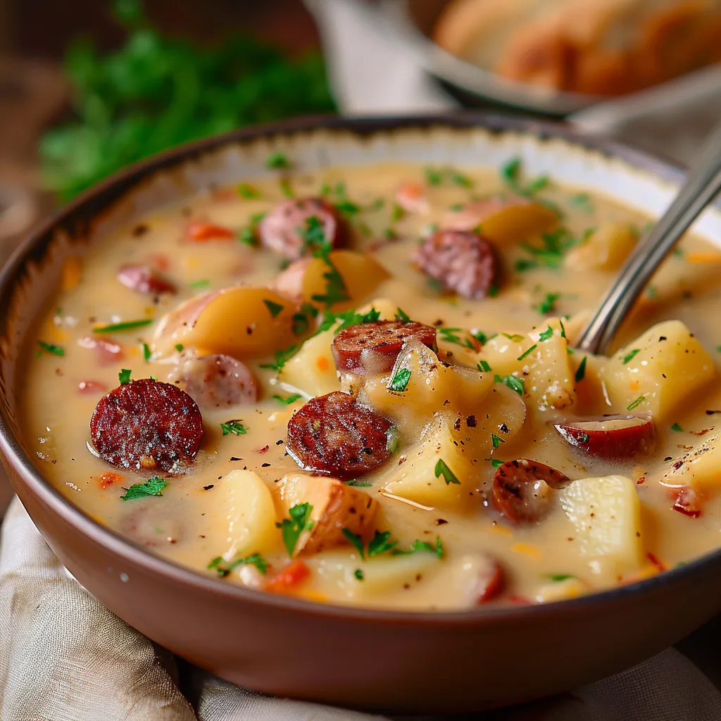 Velvety potato soup with Cajun spices, a tasty and warming comfort food.