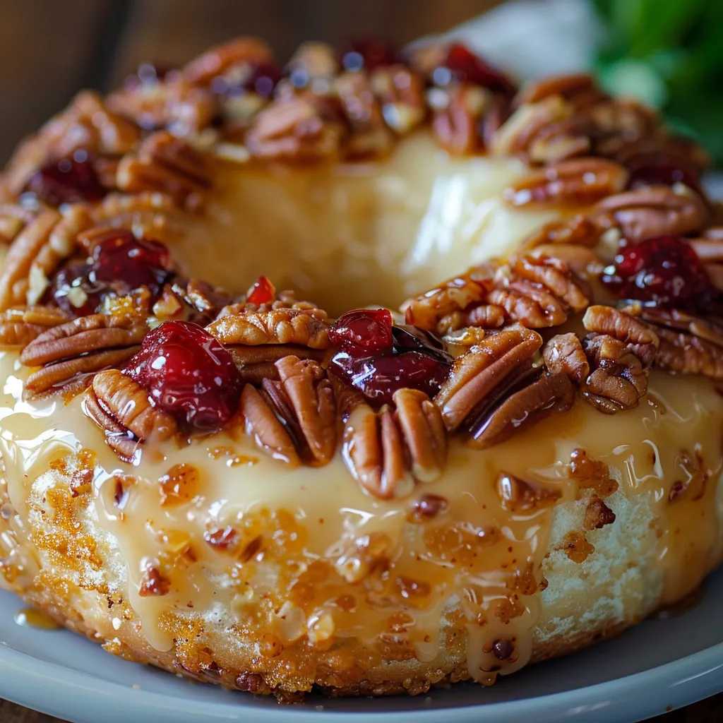 Crowd-pleasing Southern cheese ring topped with nuts, offering a wonderful sweet-savory combo.
