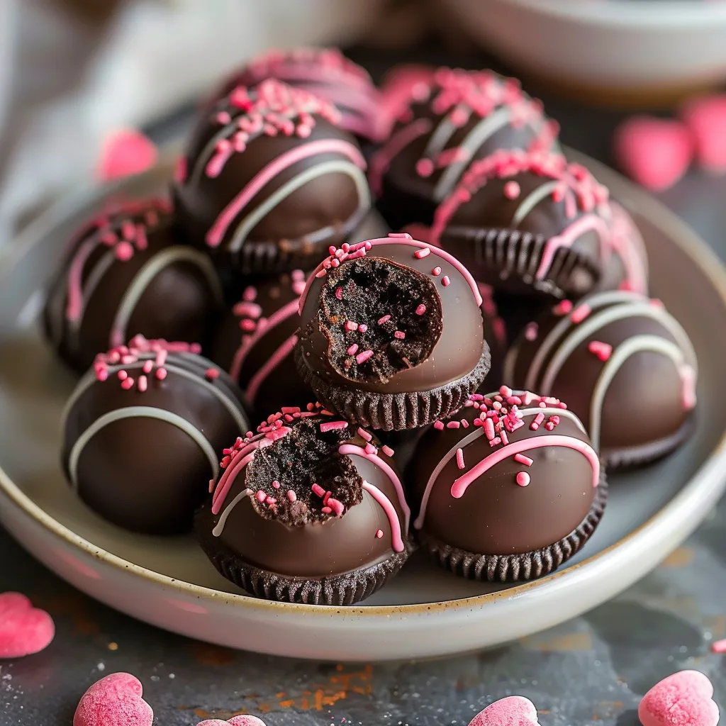 No-bake Valentine's Oreo truffles, a fun and romantic bite-sized treat.