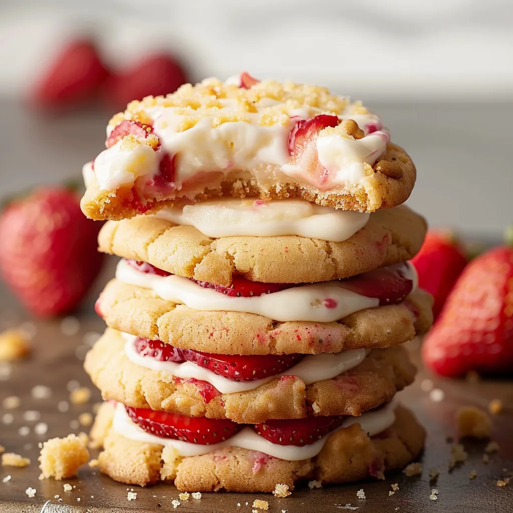Mouthwatering strawberry cheesecake cookies, perfect treats for satisfying your sweet tooth.