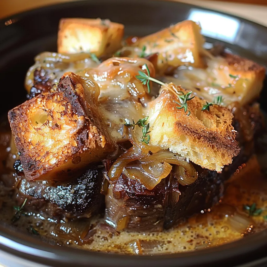 Mouthwatering French onion short ribs cooked slowly with golden caramelized onions.
