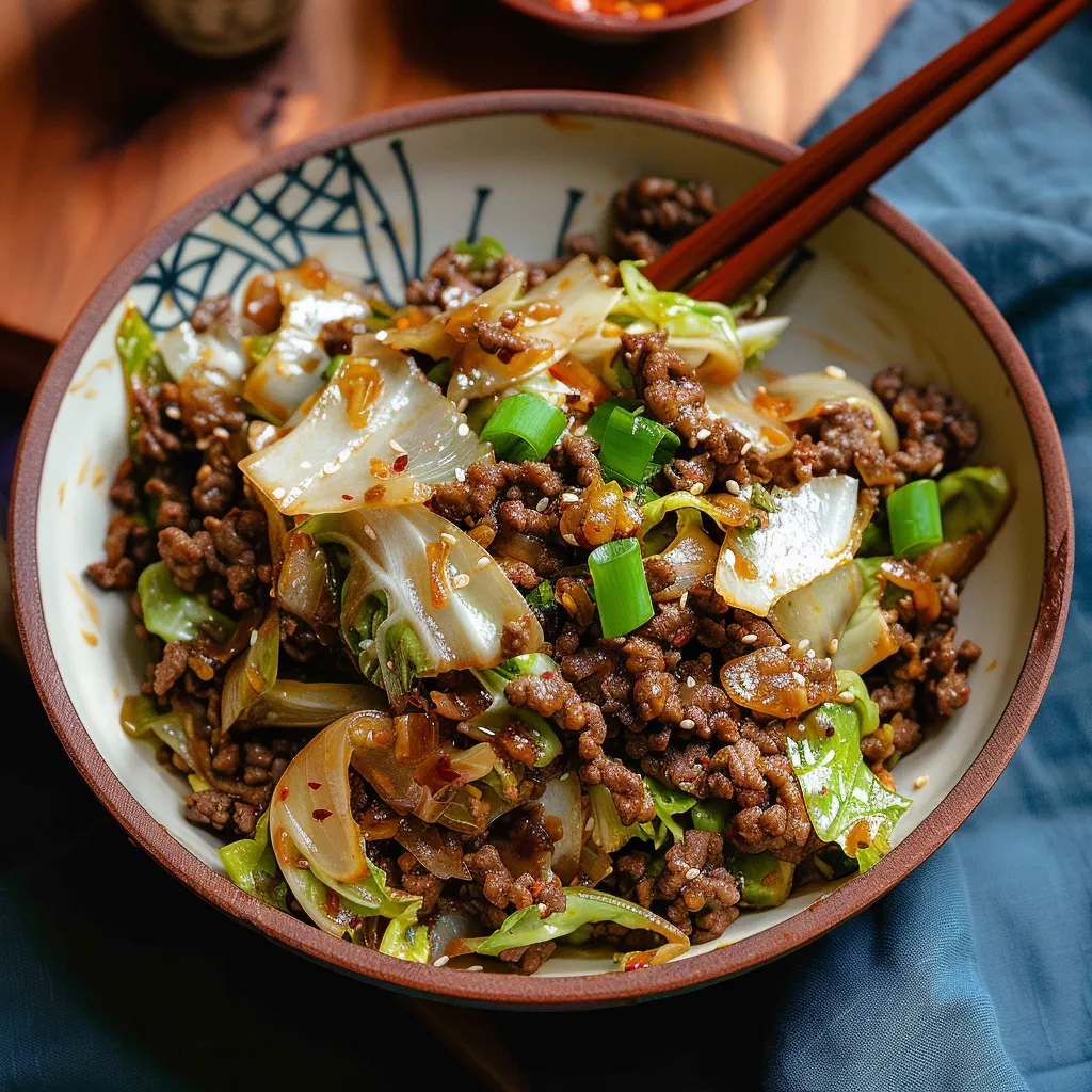 Tasty Asian beef and cabbage stir fry, an easy one-pan meal that's full of flavor.