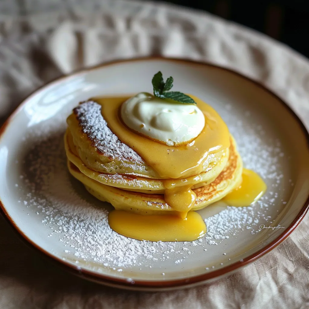 Scrumptious mango pancakes, a sunny treat that works for breakfast or as a sweet ending.