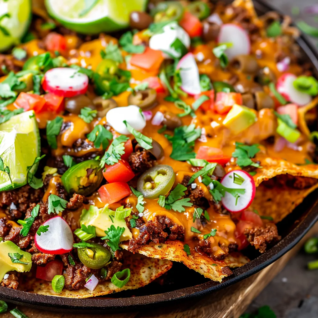 Flavorful keto nachos with crisp edges and melty cheese, perfect for low-carb snacking.