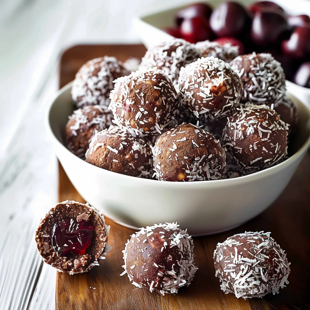 Homemade candy treats featuring chocolate, cherries and coconut for a delightful dessert.