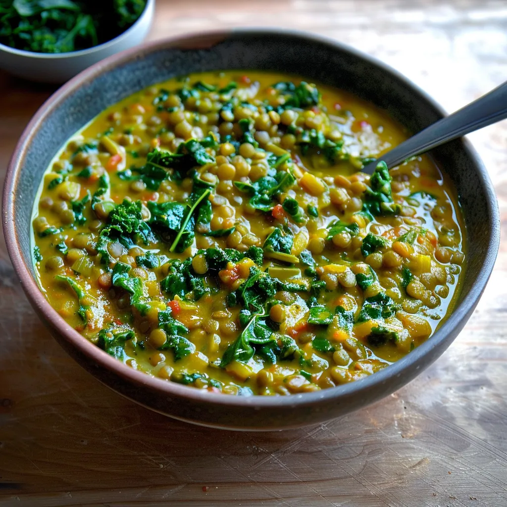 Warm Lentils and Kale in Coconut Milk