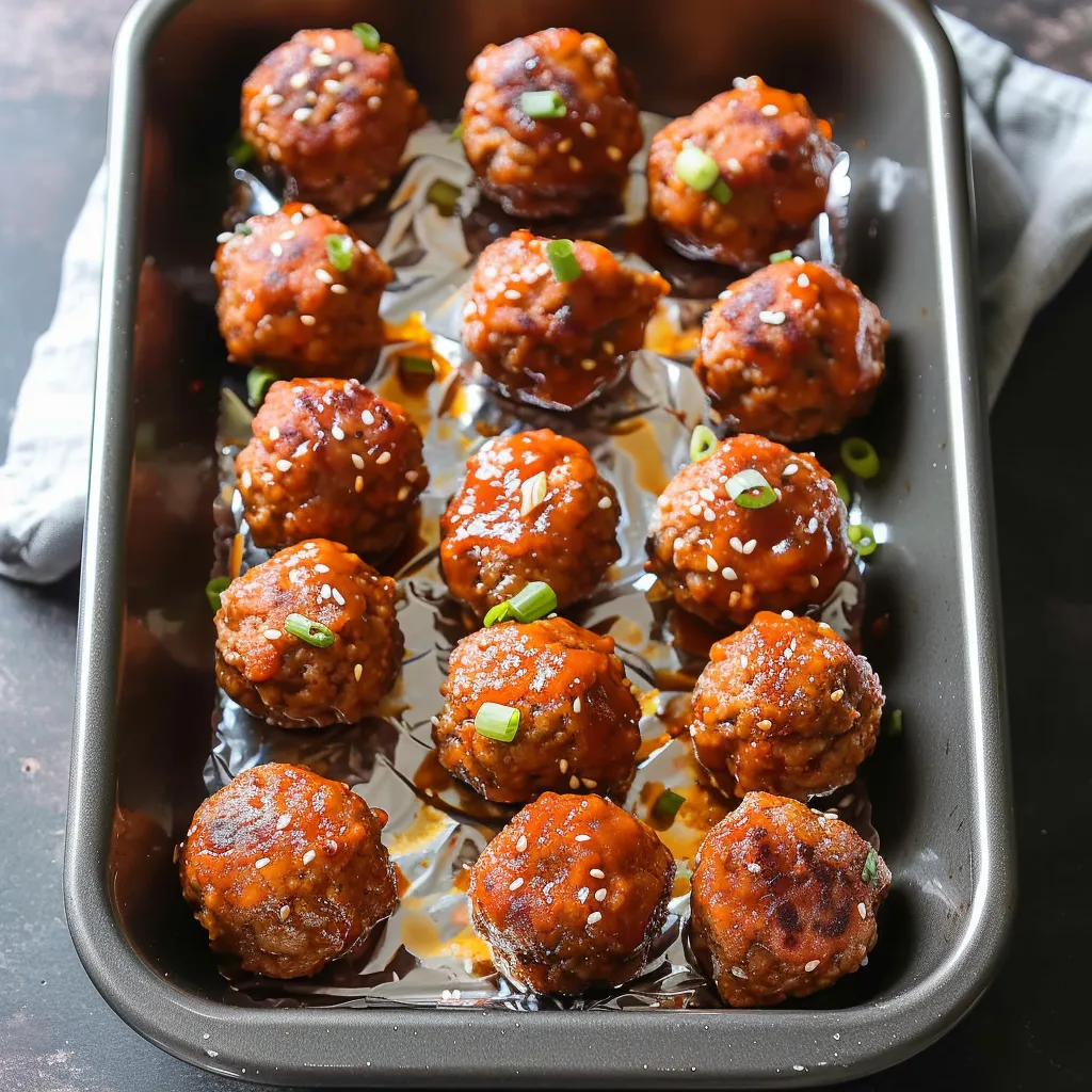 Tasty Korean meatballs covered in sticky glaze, ready to enjoy anytime.
