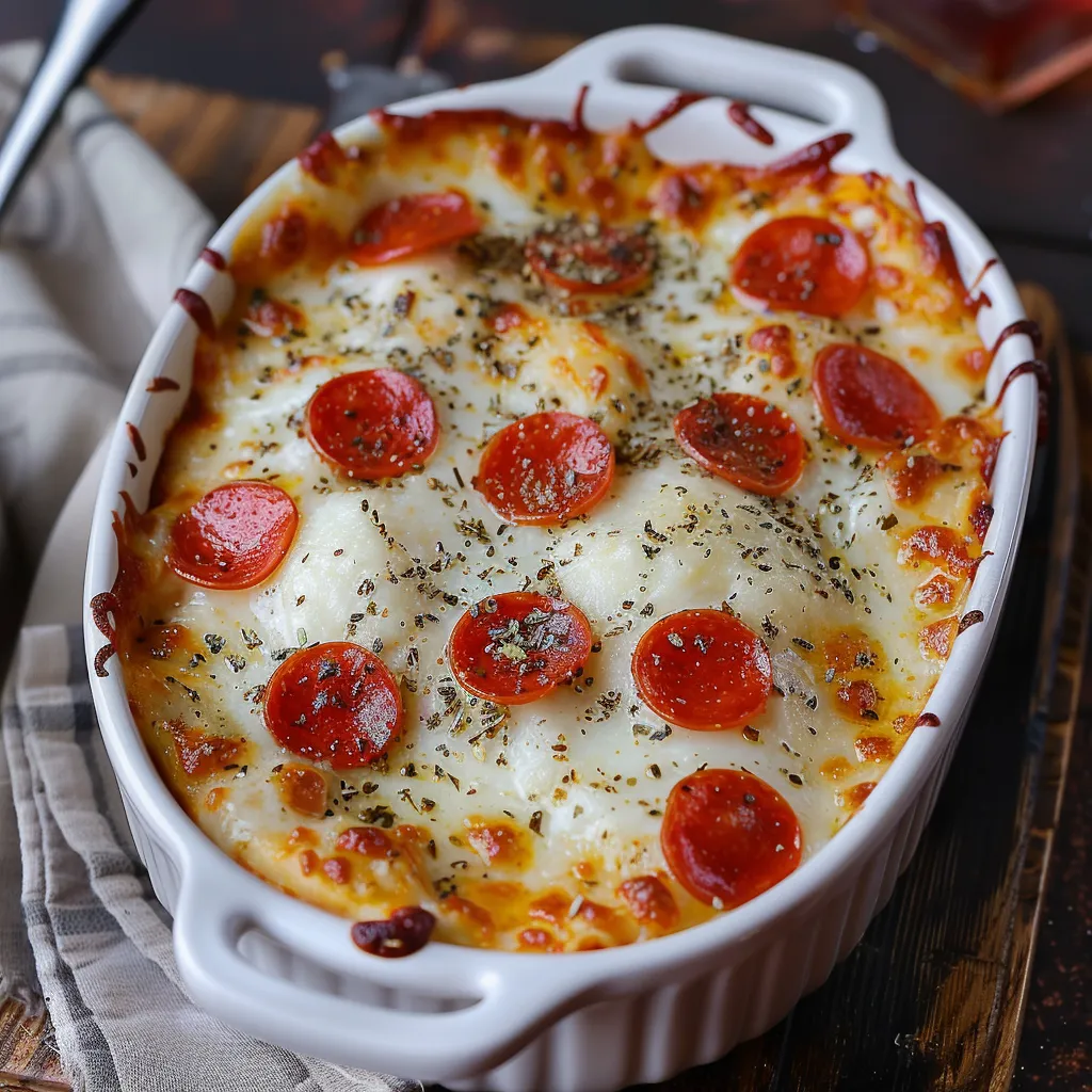 A bowl full of gooey pizza-inspired goodness.