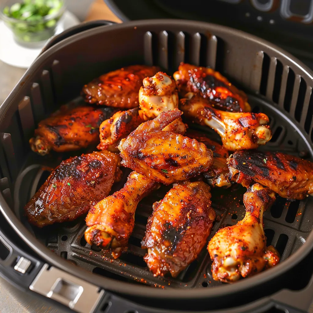 A pan of chicken wings is cooking in a grill.