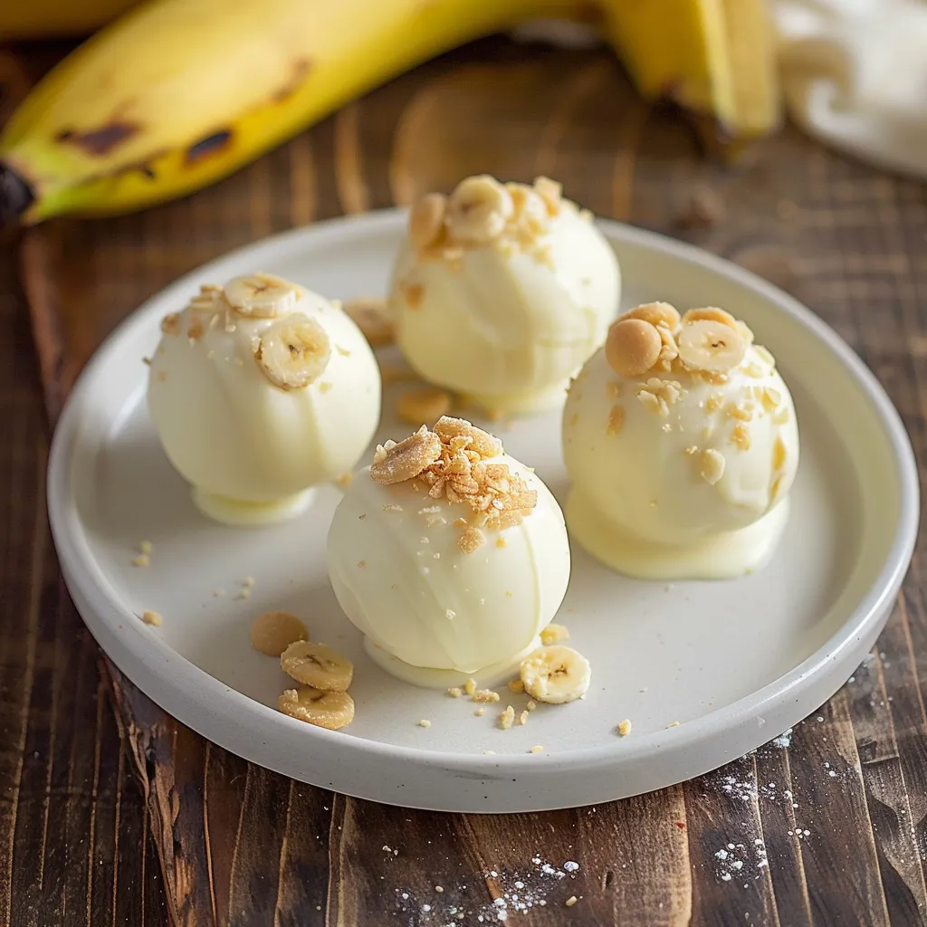 A plate of four desserts with nuts on top.