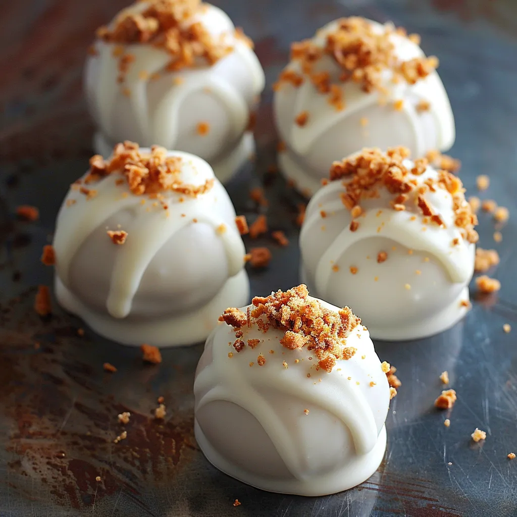 A plate of white balls with brown toppings.