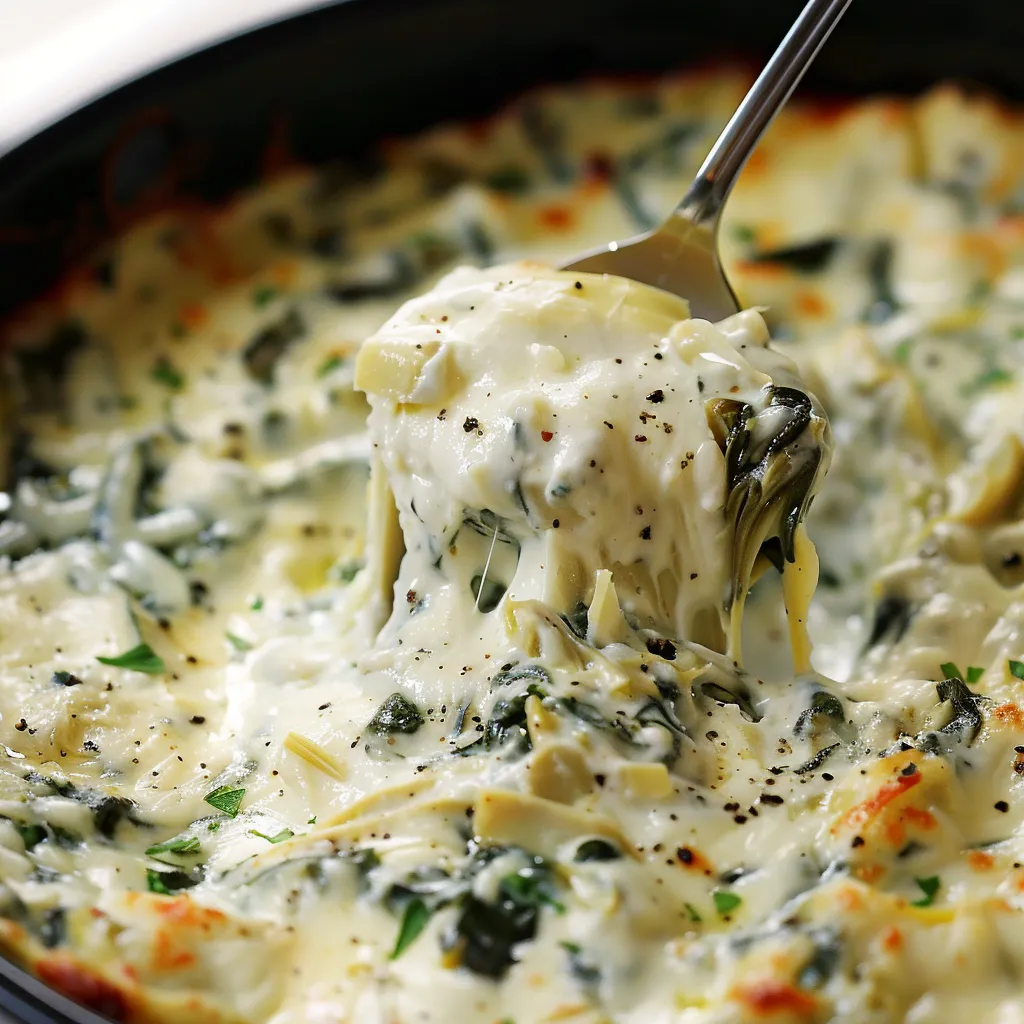 A spoon is dipping into a creamy green dish.