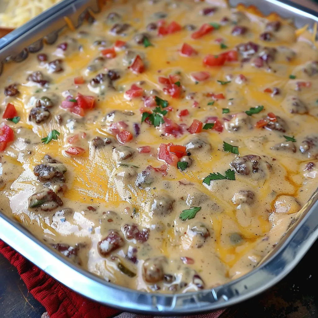 A delicious cheese and tomato casserole in a tin pan.