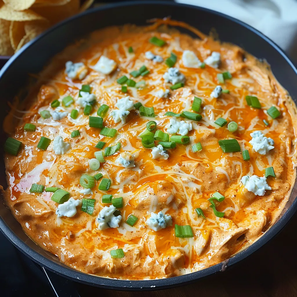 A bowl of creamy dip topped with golden-brown cheese and a sprinkle of parsley.