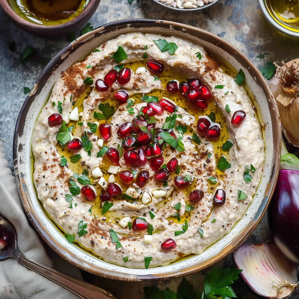 A bowl of food with pomegranate seeds and pine nuts.