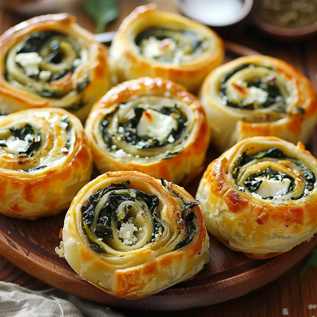 A plate of pastries with a variety of fillings, including cheese and spinach.