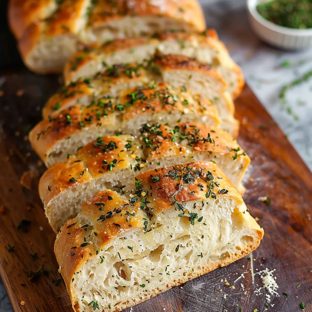 A loaf of bread with herbs on it.