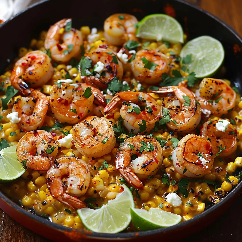 A bowl of corn and shrimp.