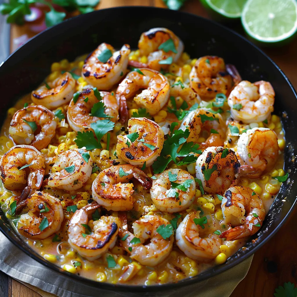 A bowl of shrimp and corn.