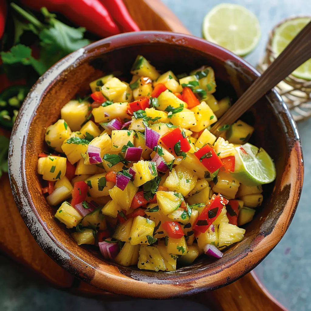 A fruit mix with lime and onions in a bowl.