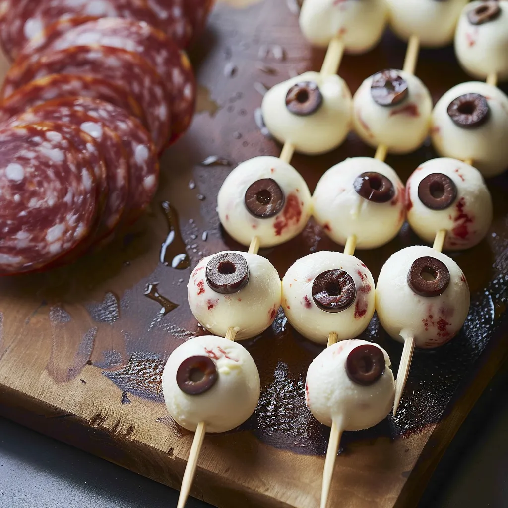 A plate of food with a meatball and a meatball on a stick.