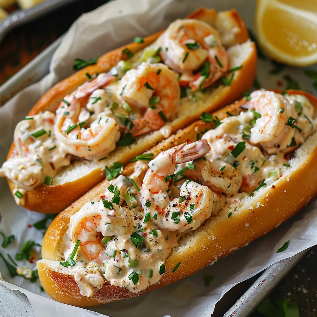 Plate topped with two shrimp-filled buns.