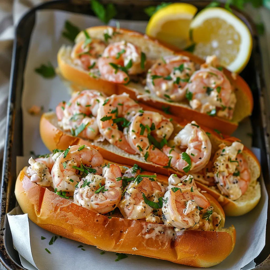 A tray of shrimp sandwiches.