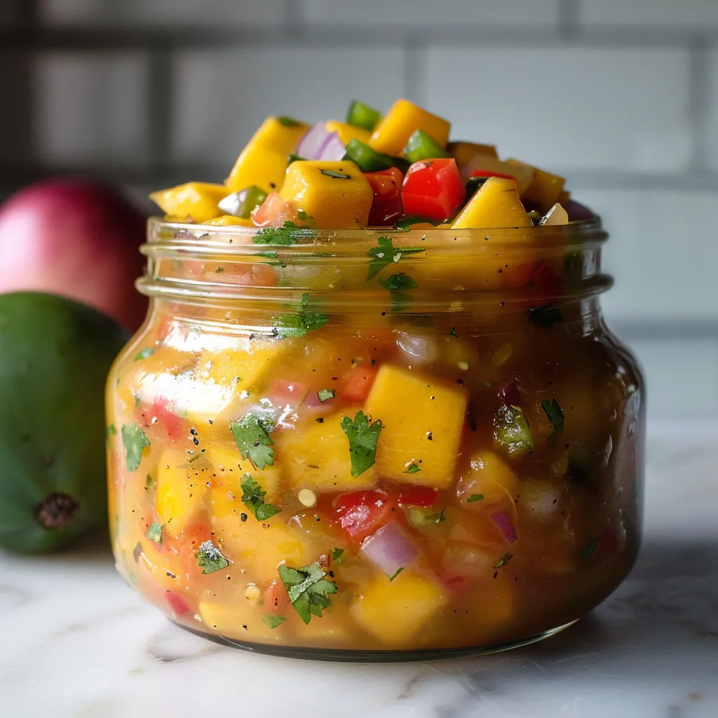 A jar filled with fruity salad topped with a pineapple crown.