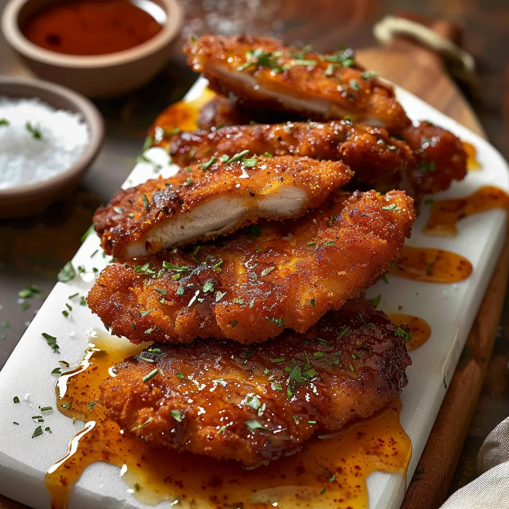 A plate of fried chicken with a bowl of sauce.