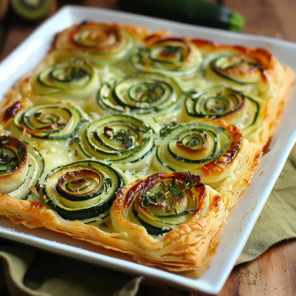 A white plate with a zucchini pie on it.