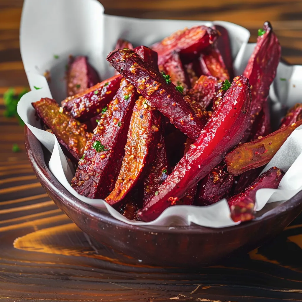 A dish of fries garnished with fresh herbs.