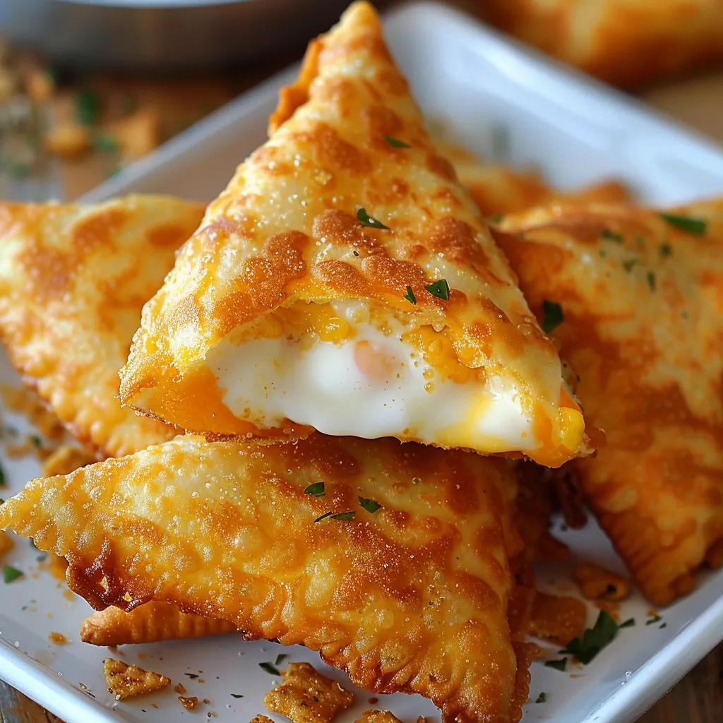 Crunchy cheese Dorito bites with dipping sauce.