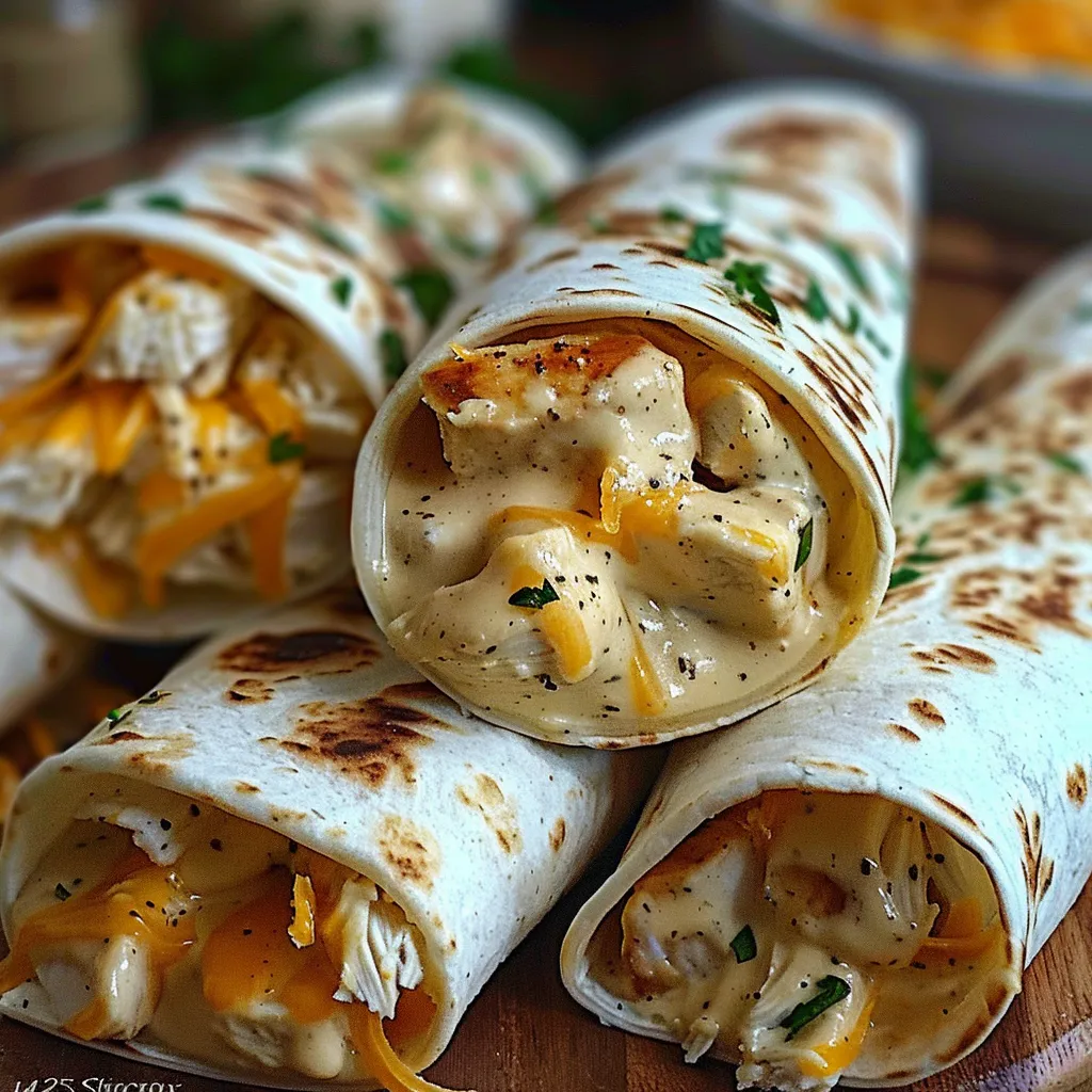 A dish with a wrap and a bowl of creamy sauce.