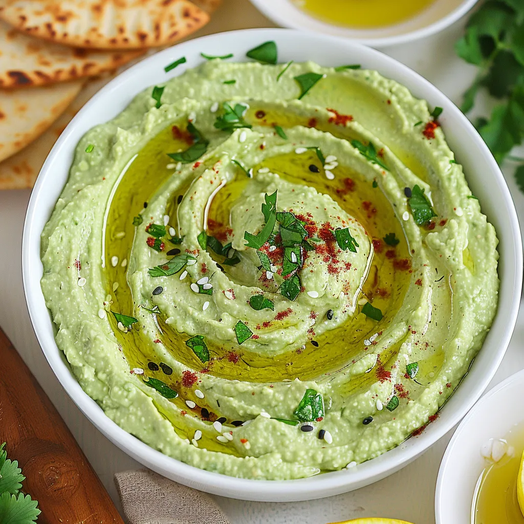 A white bowl filled with a green dip.