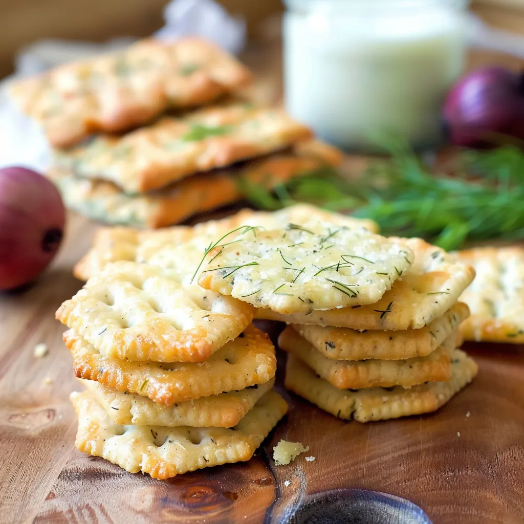 A stack of snacks on a table.