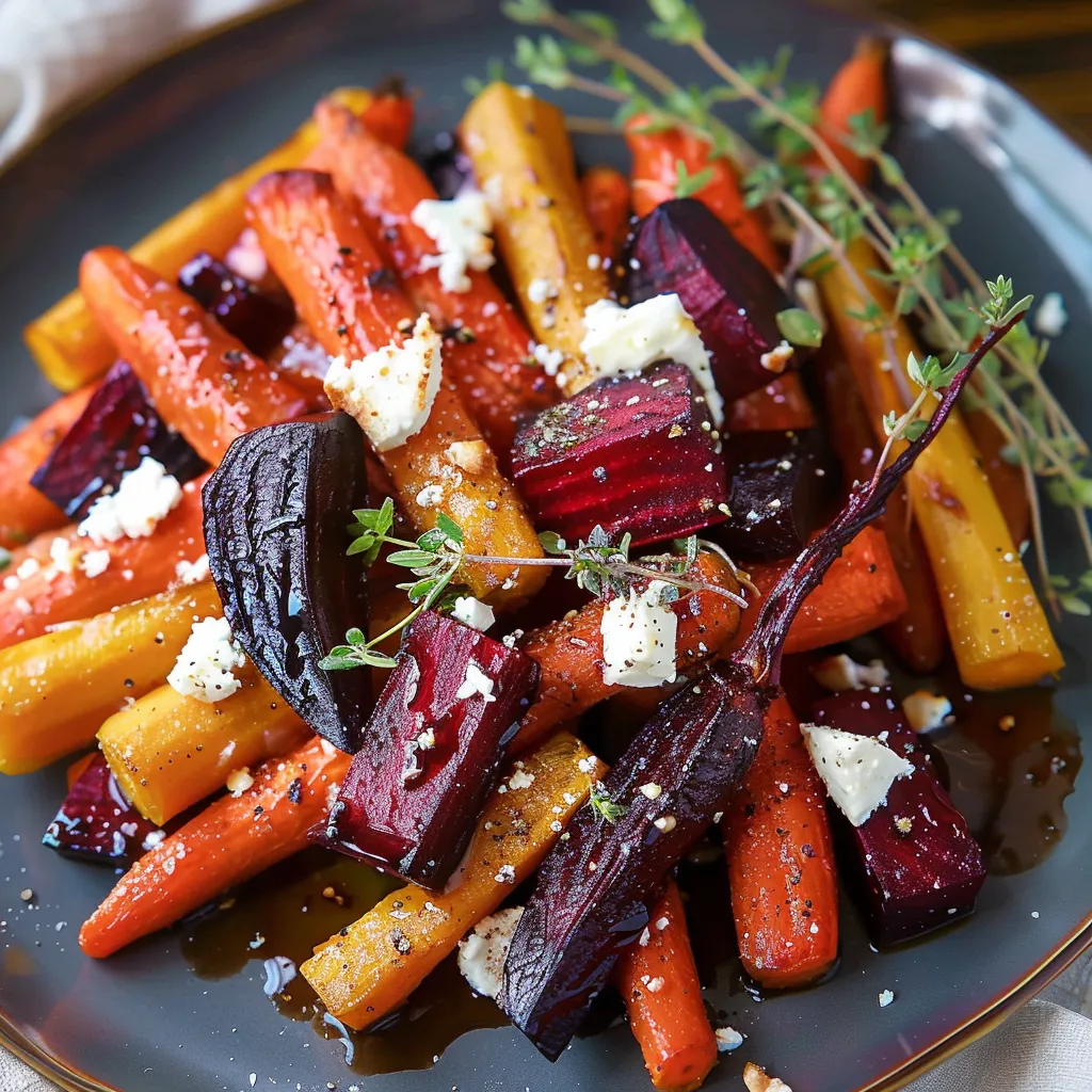 Plate of colorful veggies with feta topping.
