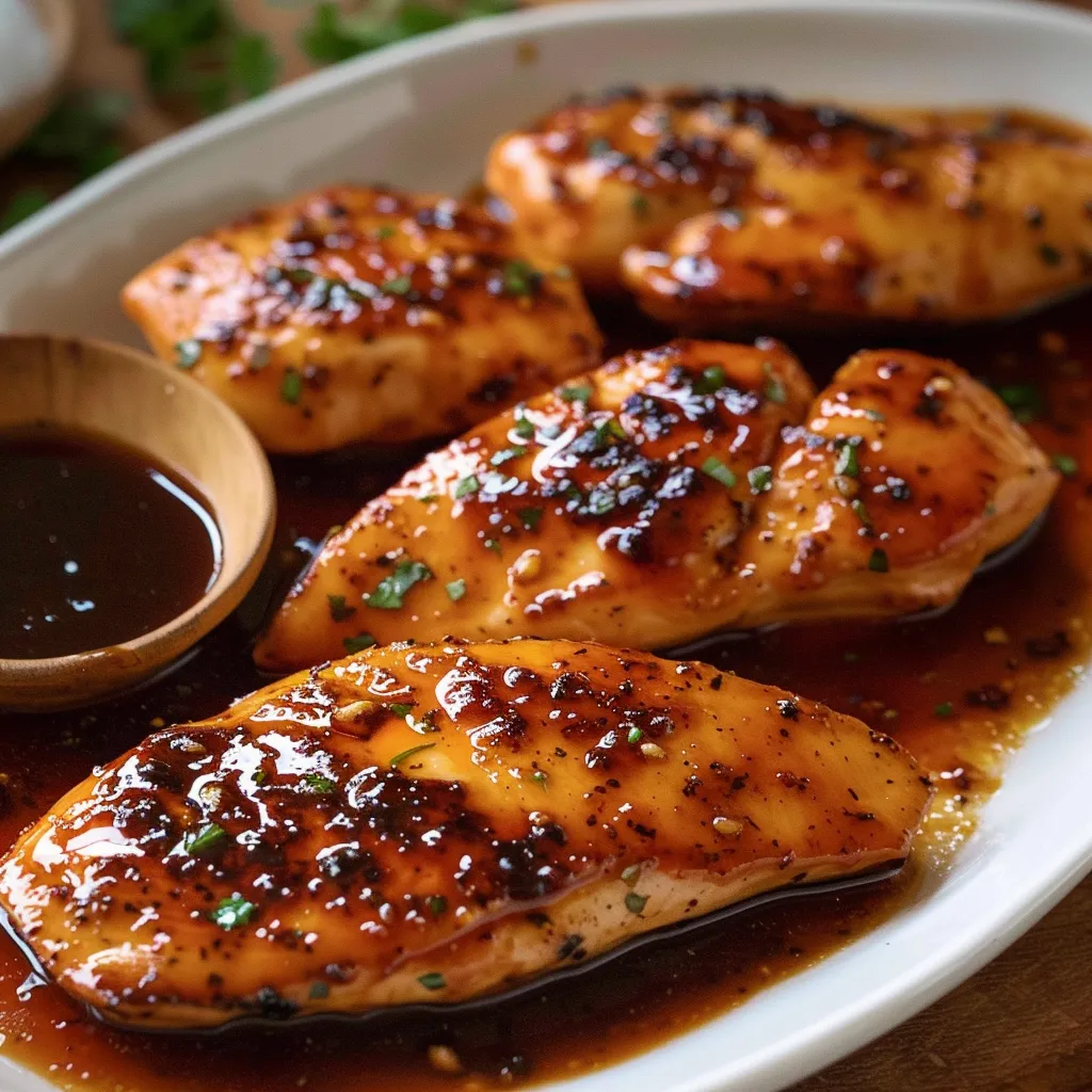 A plate of chicken with sauce.