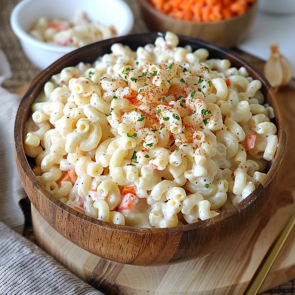 A bowl of macaroni and cheese with a sprinkle of red pepper.