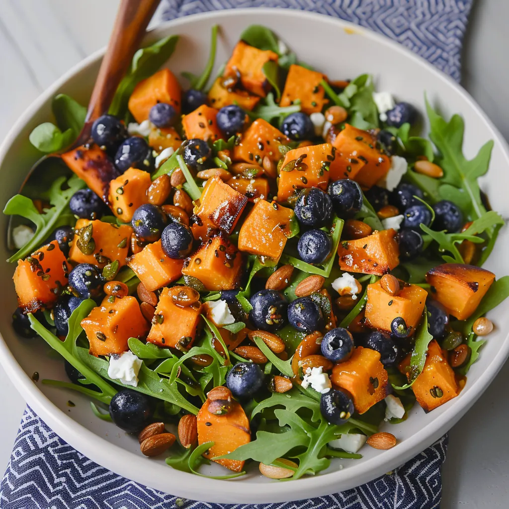 A bowl of food with blueberries and nuts.